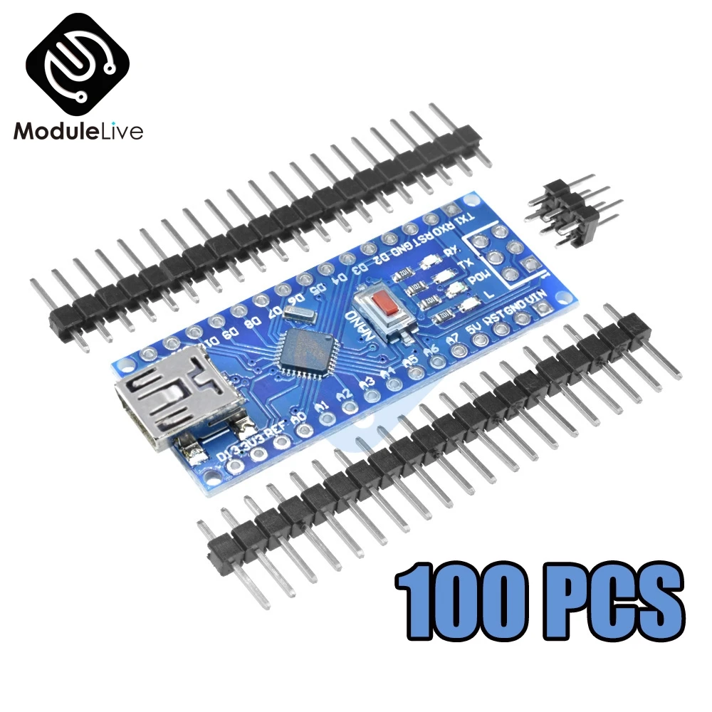 Плата контроллера 100 шт./лот Mini USB CH340 Nano 3 0 Atmega328P atmega328 плата для Arduino MEGA328 NanoV3.0 5V 16M