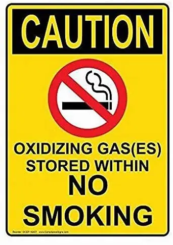 Фото Осторожно-окисляющий газовый знак OSHA декоративный желтый не курить 10 х14 дюймов |