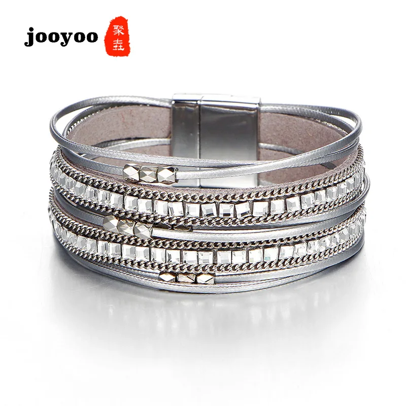 Retro New Long Leather Multi-layer Bracelet Charm Temperament Women's Leather Silver Cubic Zirconia Magnetic Buckle Bracelet
Retro New Long Leather Multi-layer Bracelet Charm Temperament Women's Leather Silver Cubic Zirconia Magnetic Buckle Bracelet