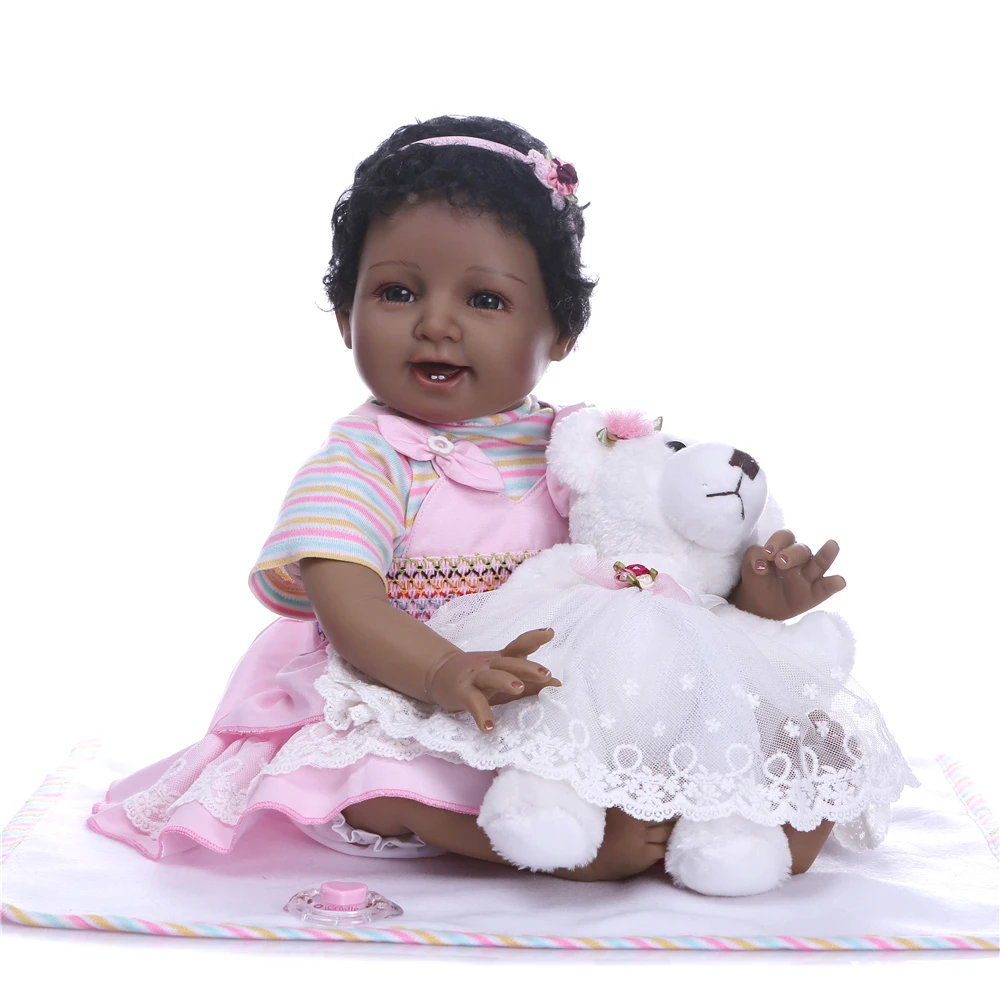 55cm Black African American Reborn Dolls Silicone Vinyl girl toddler bebe reborn Dress Up Children Toys
55cm Black African American Reborn Dolls Silicone Vinyl girl toddler bebe reborn Dress Up Children Toys