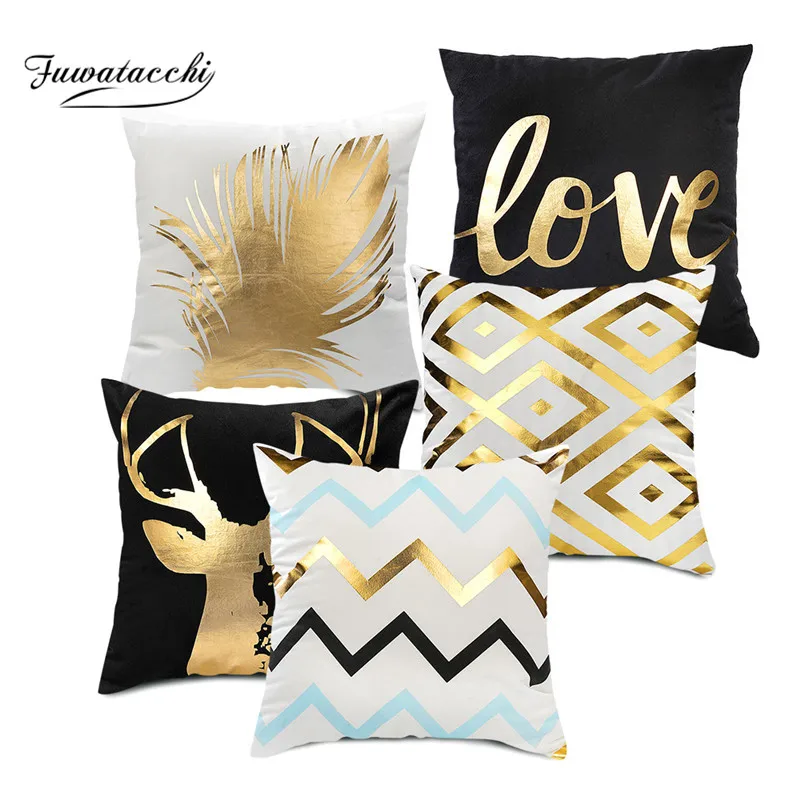 Fuwatacchi Christmas Cushion Cover Decorative Black Gold Foil Deer Words Pillowcase Home Chair Sofa Leaf Lips Pillow Cover 45*45
Fuwatacchi Christmas Cushion Cover Decorative Black Gold Foil Deer Words Pillowcase Home Chair Sofa Leaf Lips Pillow Cover 45*45