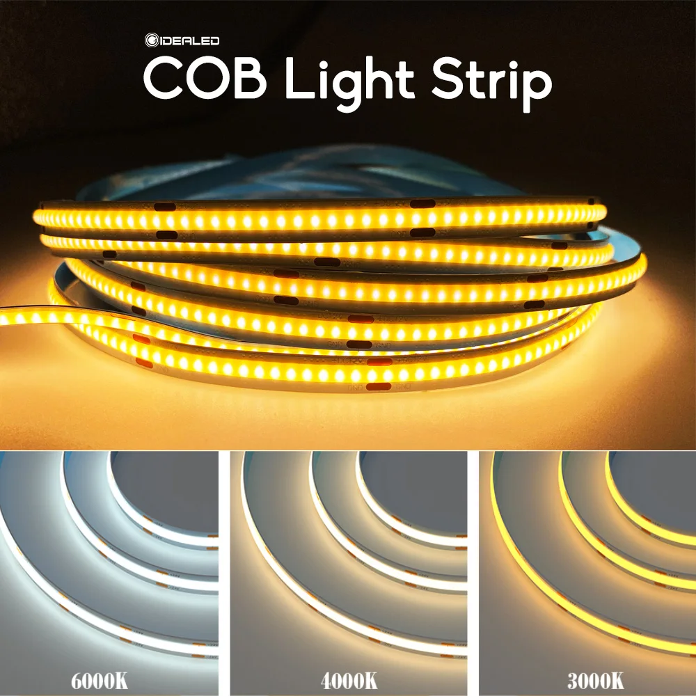 

COB Led Stirp освещение, гибкая Ночная строка, 480 светодиодов/м, 24 В постоянного тока, 8 мм, декоративная Диодная лента для спальни, лампа для теплого белого света