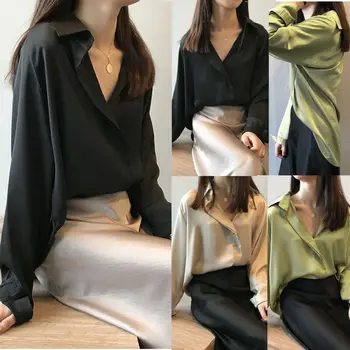 Women Casual Long Sleeve V-Neck Loose Long Chiffon Blouse T-Shirt Top Shirt Autumn Sunmmer Skin Protection 
Women Casual Long Sleeve V-Neck Loose Long Chiffon Blouse T-Shirt Top Shirt Autumn Sunmmer Skin Protection