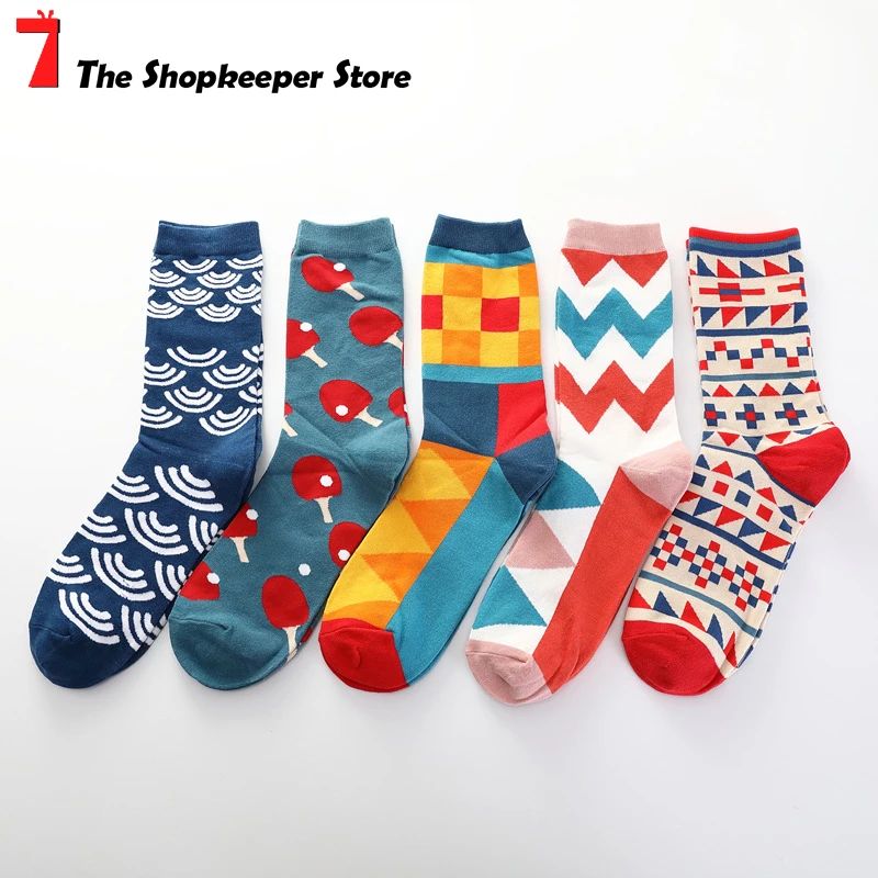 New Spring Autumn Socks For Men Personality Colorful Geometric Pattern Breathable Sweat-Absorbent Cotton Socks Male
New Spring Autumn Socks For Men Personality Colorful Geometric Pattern Breathable Sweat-Absorbent Cotton Socks Male