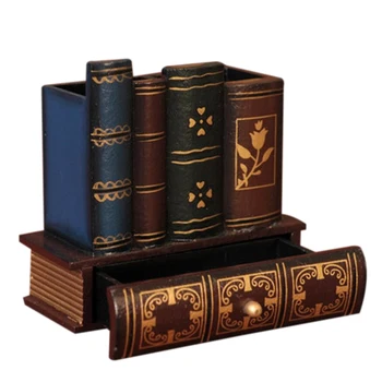 Multifunction Retro Wooden Pen Holder Book Shape Wood Craft Home Decor Pencil Desktop Storage Box Drawers Stationery Holder Gift
Multifunction Retro Wooden Pen Holder Book Shape Wood Craft Home Decor Pencil Desktop Storage Box Drawers Stationery Holder Gift