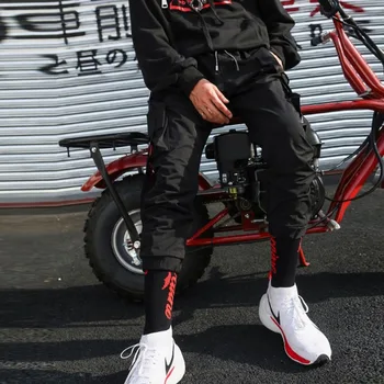 Fitas multi bolsos de carga calças hip hop dos homens de personalidade boate DJ corredores dos homens do punk rock harajuku stre 
Fitas multi bolsos de carga calças hip hop dos homens de personalidade boate DJ corredores dos homens do punk rock harajuku stre