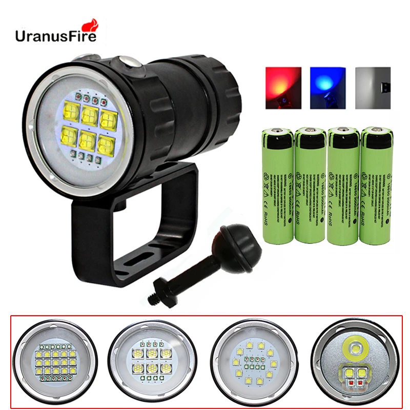 XHP90 Video Fill Light Diving depth 80M Flashlight Underwater XM L2 Blue White Red Photography Video Camera Torch lighting
XHP90 Video Fill Light Diving depth 80M Flashlight Underwater XM L2 Blue White Red Photography Video Camera Torch lighting