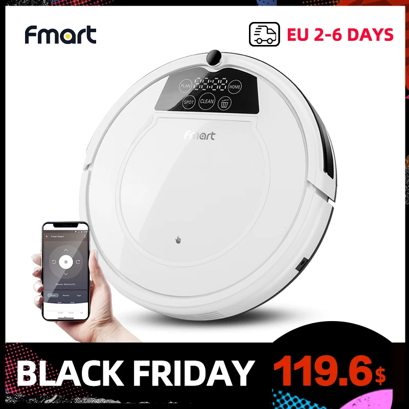 Fmart Robot Vacuum Cleaner Wifi APP Control Wet mopping and Dry Hard Floor Auto Charging 1200PA Powerful Suction Ultra Thin
Fmart Robot Vacuum Cleaner Wifi APP Control Wet mopping and Dry Hard Floor Auto Charging 1200PA Powerful Suction Ultra Thin