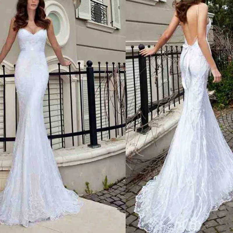New 2016 V-Neck Sash Sexy Appliques Backless Lace Mermaid Wedding Dresses Bridal Gowns Bead Spaghetti Strap Wedding Dresses 2014
New 2016 V-Neck Sash Sexy Appliques Backless Lace Mermaid Wedding Dresses Bridal Gowns Bead Spaghetti Strap Wedding Dresses 2014