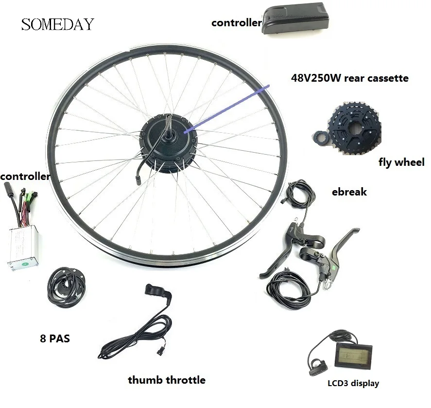 SOMEDAY Ebike kit 48v250w rear cassette hub motor Wheel with KT LCD3 display Electric Bicycle Conversion Kit
SOMEDAY Ebike kit 48v250w rear cassette hub motor Wheel with KT LCD3 display Electric Bicycle Conversion Kit