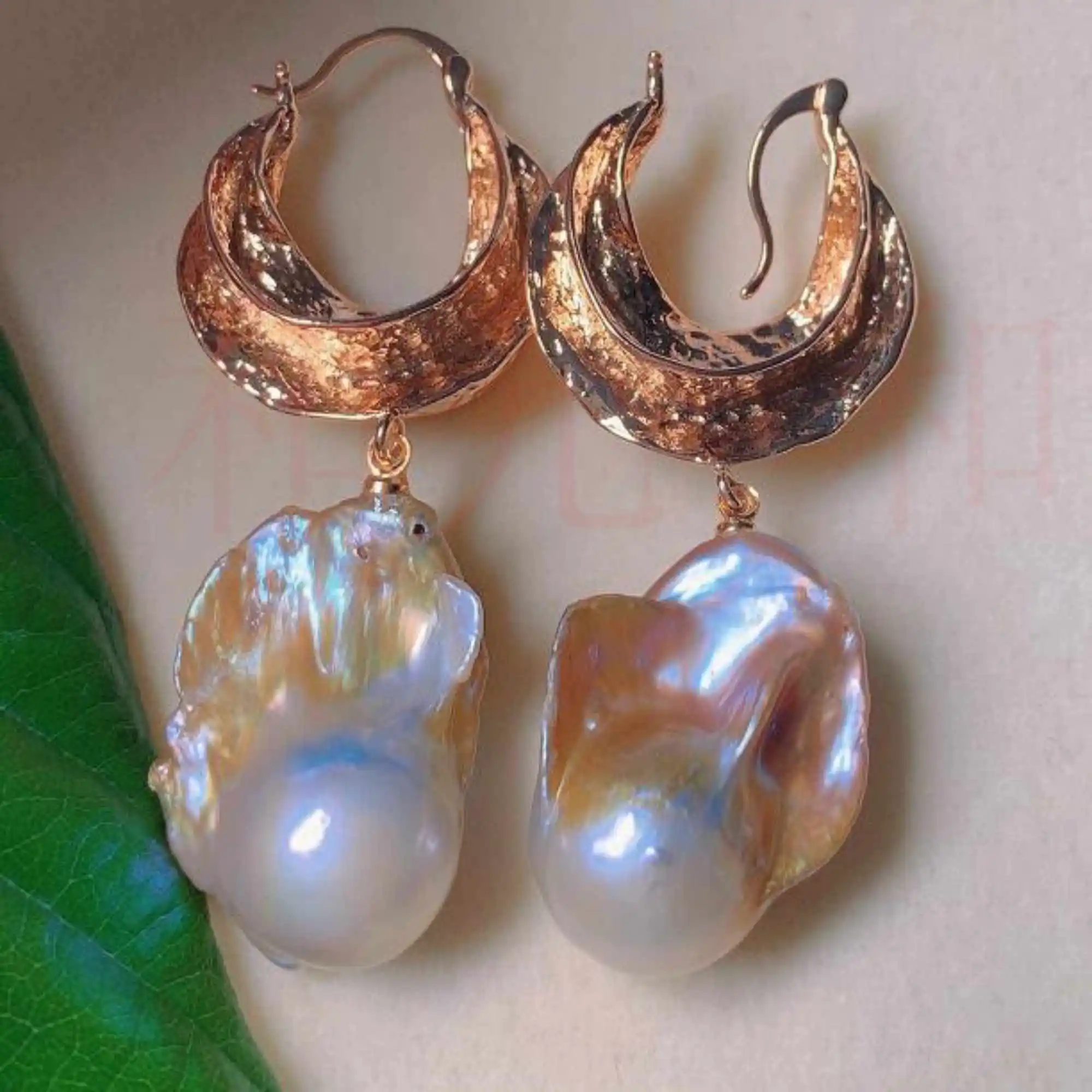 

Handmade natural Multicolor Baroque Pearl gold 18k Earrings Casual Bohemian Diamond Art Custom Hoop Ear Cuff Platinum Women