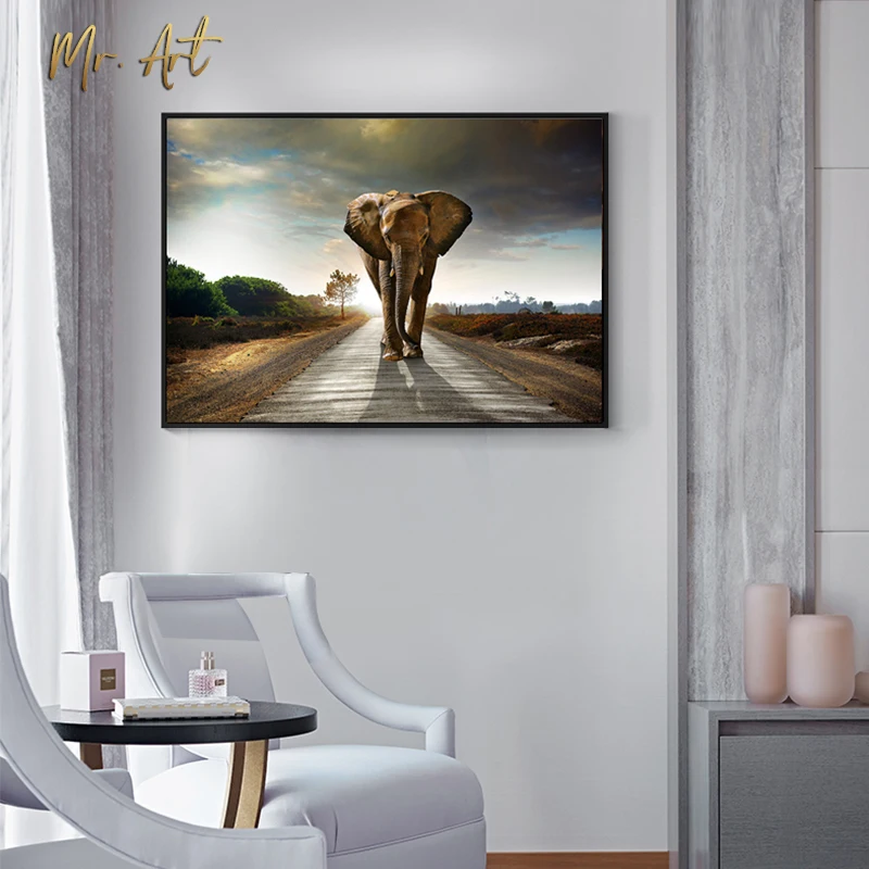 Animal Wall Picture Decoration Modern Walking Elephant In The Sunrise Landscape Canvas Painting Wall Art Poster for Living Room
Animal Wall Picture Decoration Modern Walking Elephant In The Sunrise Landscape Canvas Painting Wall Art Poster for Living Room