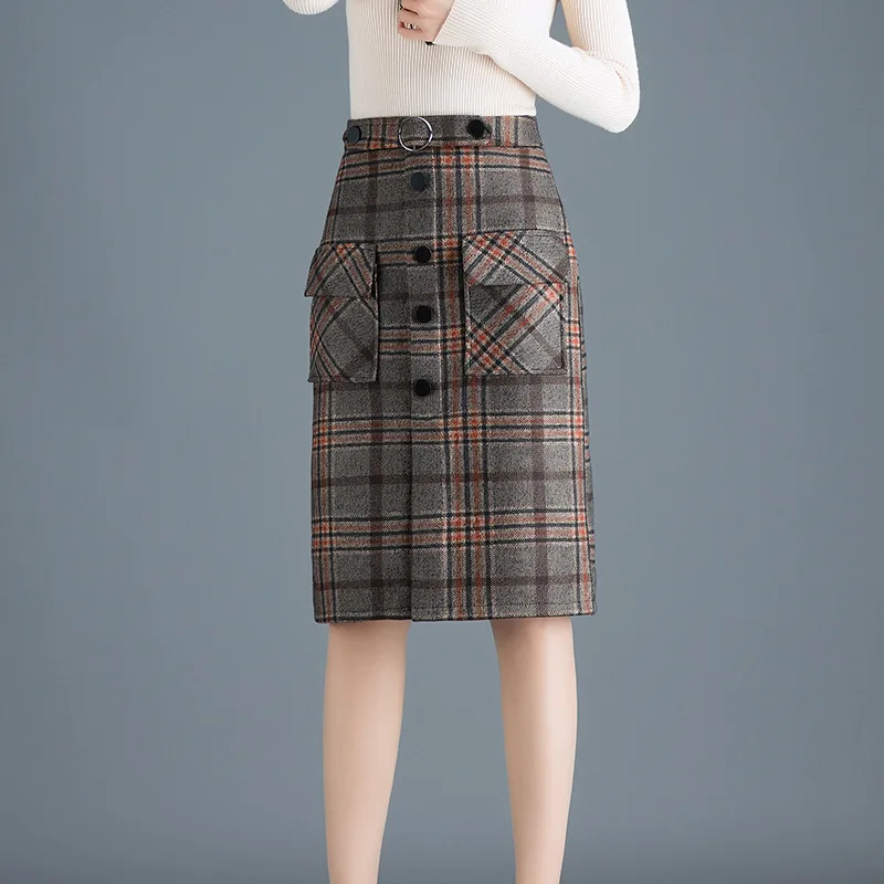 2019 Autumn&Winter New Arrival Plaid Korean High Waist Skirt Women Woolen Skirt Pocket Single-breasted Skirt Free Shipping
2019 Autumn&Winter New Arrival Plaid Korean High Waist Skirt Women Woolen Skirt Pocket Single-breasted Skirt Free Shipping