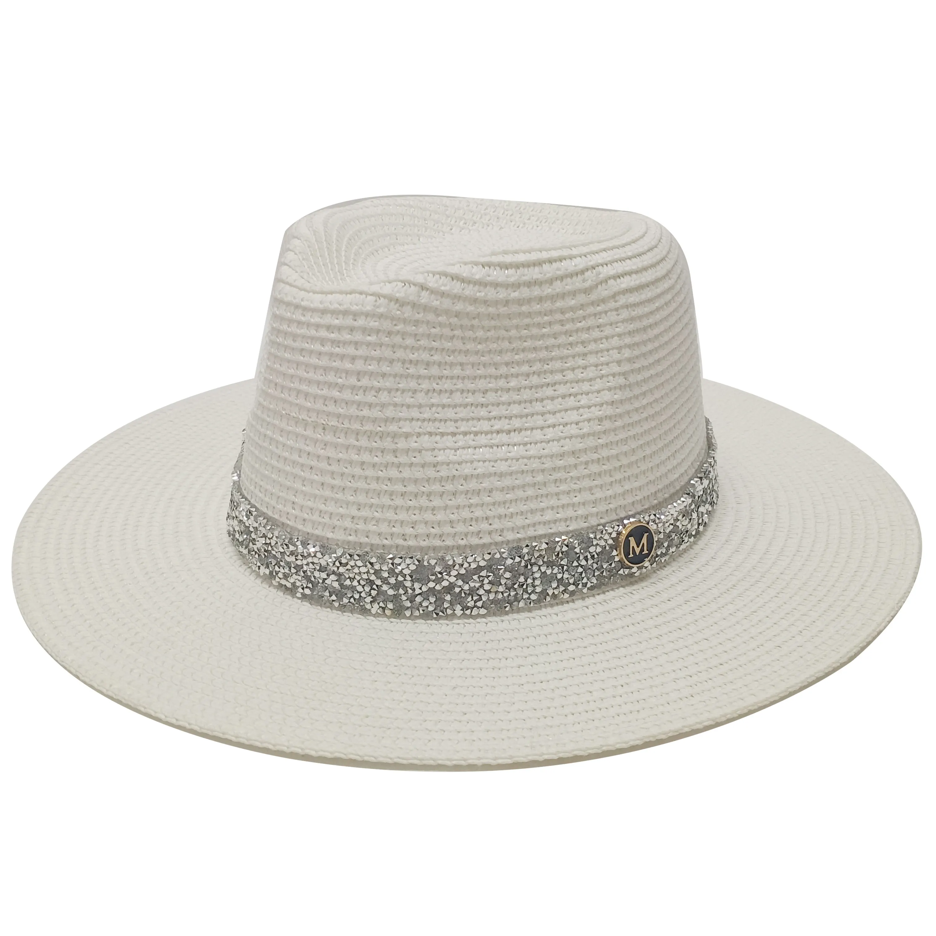 

Women's Hat Unisex Straw Hat Right Diamond Chain Beach Sun Cap UV Protection Panama Hat Large Brim Fedora Hat панама