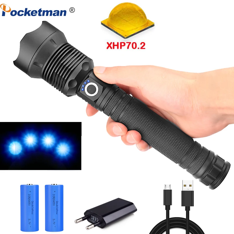 Самый мощный светодиодный фонарик 7000 люмен лампа xhp70.2 usb масштабируемый xhp70 xhp50 18650
