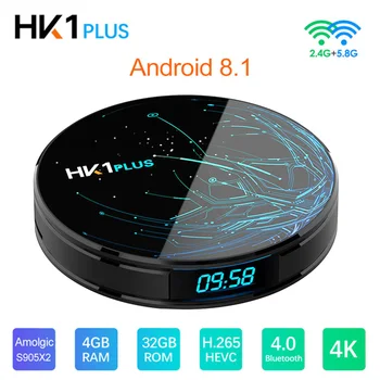 

HK1 Plus Android 8.1 TV BOX Amlogic S905X2 Quad Core 2.4G/5.8G Wifi BT 4.0 USB 3.0 H.265 4K Smart tv Box HK1Plus Set top box