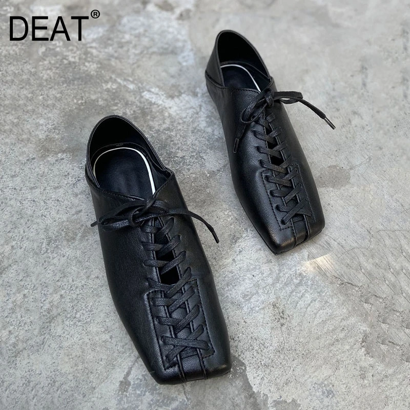 Фото [DEAT] 2020 повседневные тонкие туфли на плоской подошве из искусственной кожи с