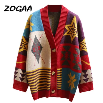 Colorful Star Geometry Print Knitted Cardigan Women Casual Single Breasted Jumper 2019 Autumn Winter Oversize Sweater Tops Femme
Colorful Star Geometry Print Knitted Cardigan Women Casual Single Breasted Jumper 2019 Autumn Winter Oversize Sweater Tops Femme