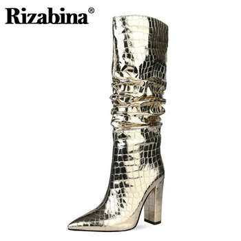 Rizabina Winter Knee Boots For Women Pointed Toe Thick High Heel Pleated Stone Pattern Zipper Fashion Ladies Footwear Size 34-45
Rizabina Winter Knee Boots For Women Pointed Toe Thick High Heel Pleated Stone Pattern Zipper Fashion Ladies Footwear Size 34-45
