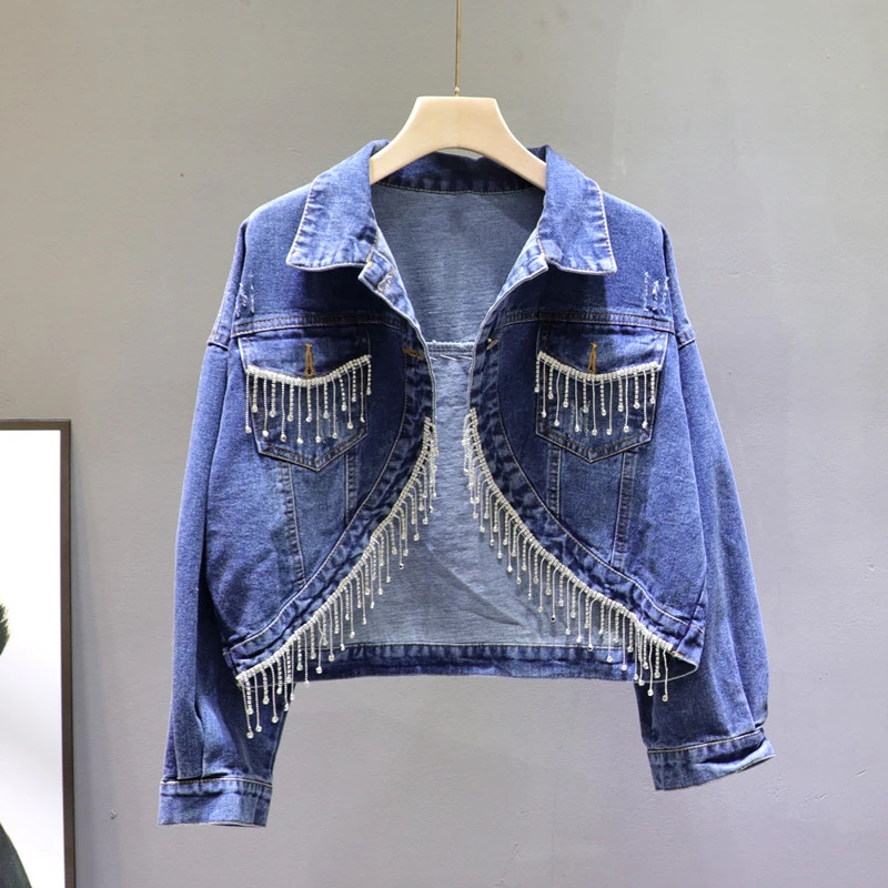 2020 Spring Fall New Jeans Coat Women's Loose Tassels Lanyard Irregular Denim Jacket Tops Student Jean Coats Short Jeans Jackets
2020 Spring Fall New Jeans Coat Women's Loose Tassels Lanyard Irregular Denim Jacket Tops Student Jean Coats Short Jeans Jackets