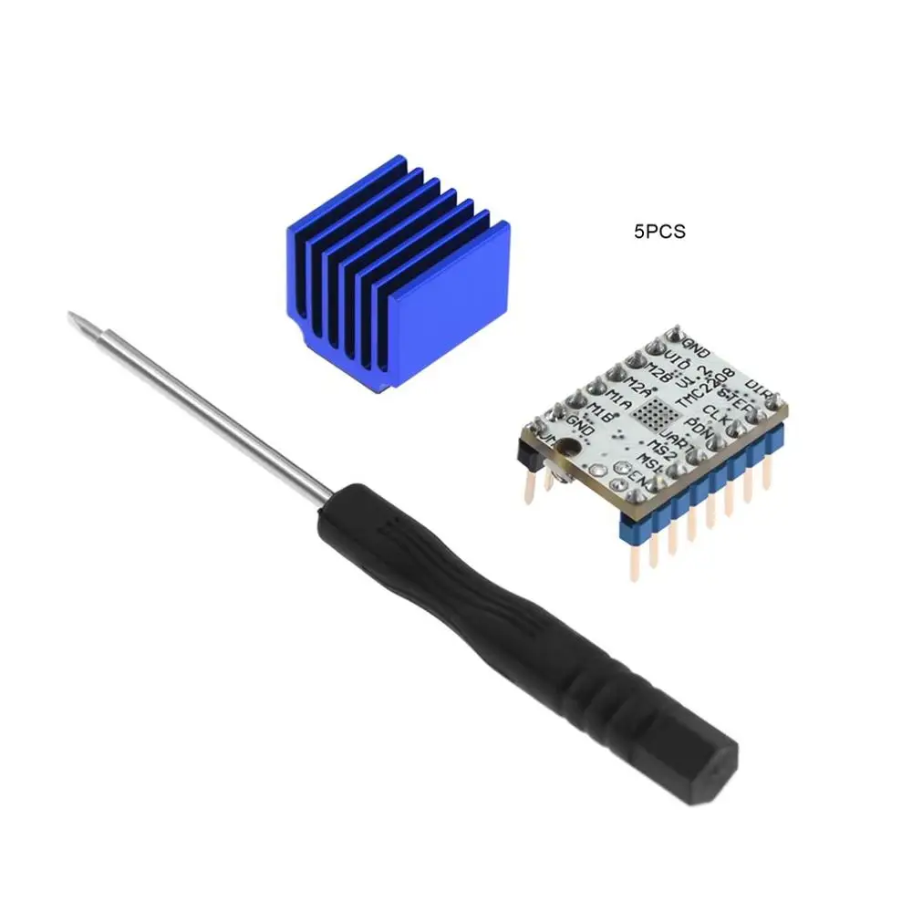 5PCS Ultra-quiet TMC2208 Stepper Motor Driver + Heatsink + Screwdriver Kit For 3D Printer Replacement
5PCS Ultra-quiet TMC2208 Stepper Motor Driver + Heatsink + Screwdriver Kit For 3D Printer Replacement