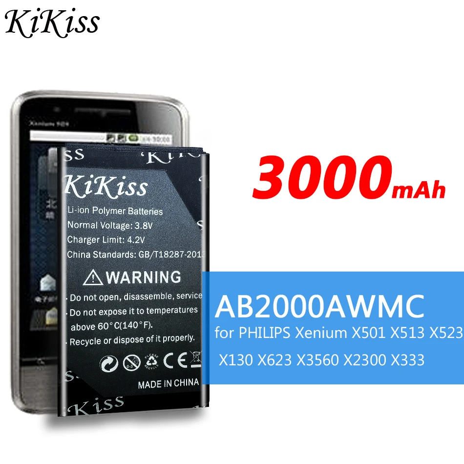 KiKiss мобильный телефон Батарея для мобильного телефона PHILIPS Xenium X501 X513 X523 X130 X623 X2300