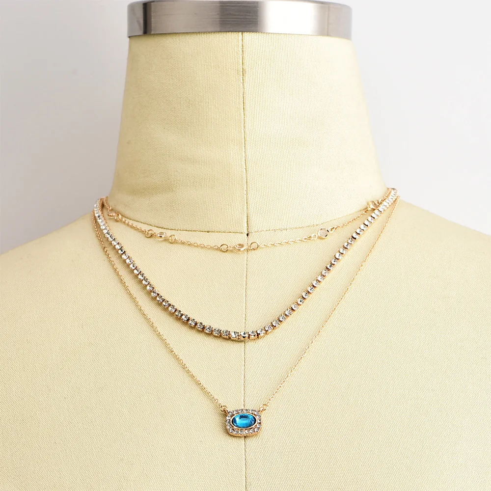 Ladies Vintage Multi-layer Classic Necklace Gold Chain Pendant Blue Stone Choker Necklace New Bohemian Summer Necklace For Gift
Ladies Vintage Multi-layer Classic Necklace Gold Chain Pendant Blue Stone Choker Necklace New Bohemian Summer Necklace For Gift