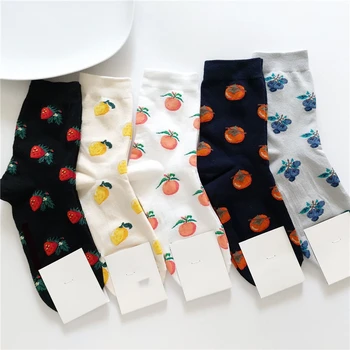 

CHAOZHU New Cartoon Fruits lemon strawberry cotton casual socks fashion women socks spring fall kawaii japanese Korea sox girls