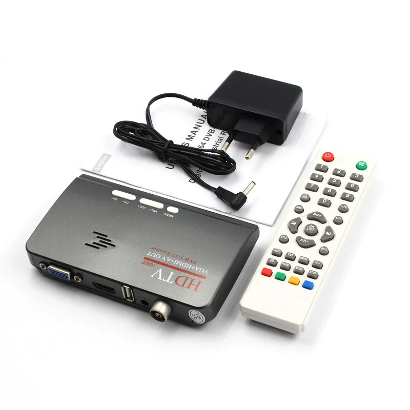 

NEWEU/US DVB-T DVB-T2 TV Tuner T/T2 TV Box VGA AV CVBS 1080P HDMI Digital Terrestrial HD Satellite Receiver for LCD/CRT Monitors