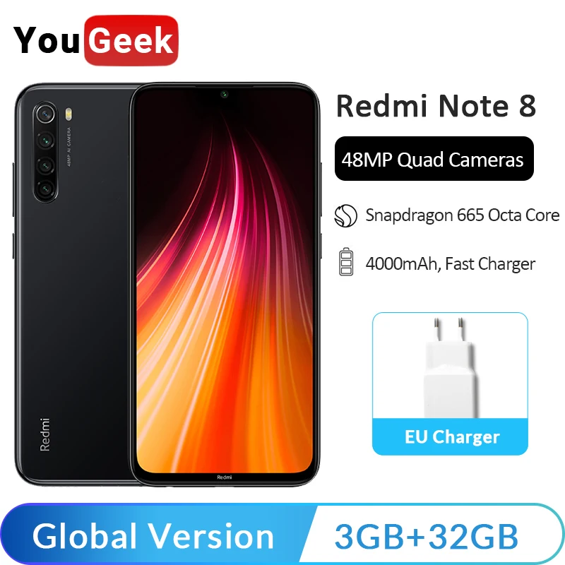 Global Version Xiaomi Redmi Note 8 3GB 32GB SmartPhone 48MP Quad Rear Cameras Snapdragon 665 Octa Core 6.3" 4000mAh Fast Charge
Global Version Xiaomi Redmi Note 8 3GB 32GB SmartPhone 48MP Quad Rear Cameras Snapdragon 665 Octa Core 6.3" 4000mAh Fast Charge