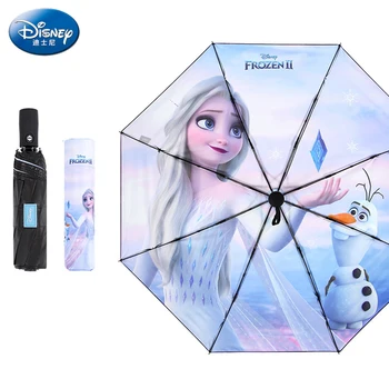 디즈니 냉동 Olaf 자동 접는 우산 숙녀 비 여자 강한 8K 방수 안티 자외선 태양 우산 야외 키즈 우산