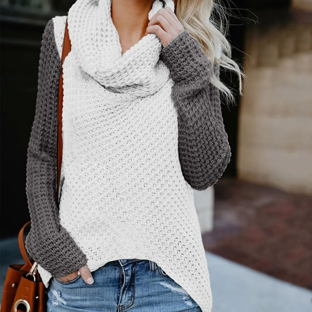 Фото S ~ 5XL женский свитер Повседневный пуловер в стиле пэчворк свободный длинный рукав
