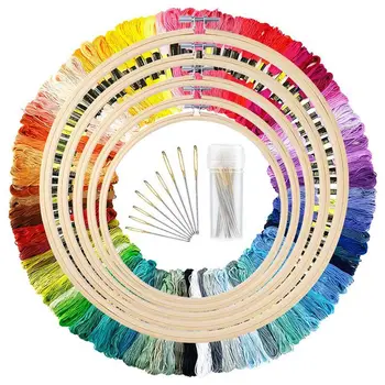 5 Pieces Bamboo Embroidery Hoops with 100 Colors Skeins Embroidery Thread Floss Cross Stitch and Needles
5 Pieces Bamboo Embroidery Hoops with 100 Colors Skeins Embroidery Thread Floss Cross Stitch and Needles