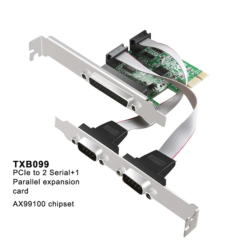 

PCIe Expansion card RS232 RS-232 serial Ports Parallel Port Connectors COM DB9 PLT Port Expansion card with Chip AX99100
