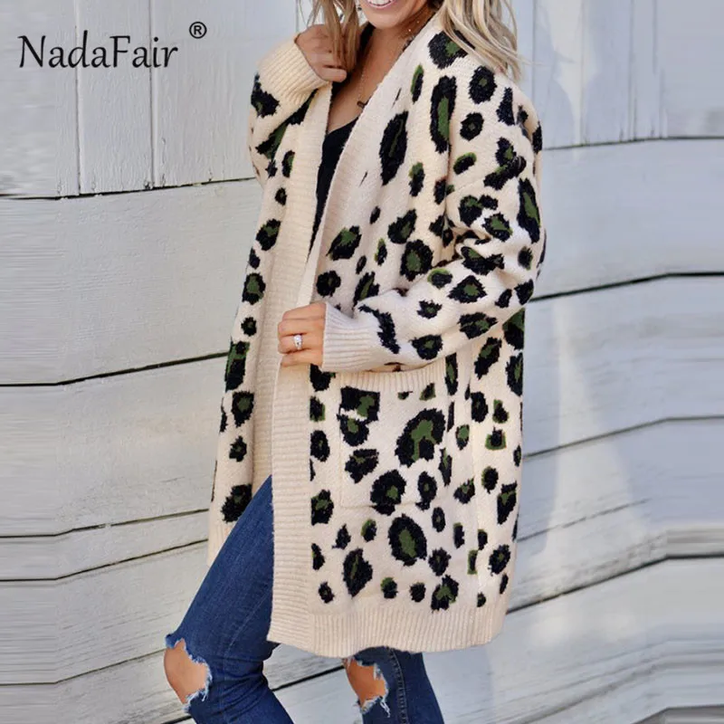 Nadafair Long Cardigan Leopard Sweater Women 2019 Pocket Autumn Winter Knitted Pull Sweaters Female
Nadafair Long Cardigan Leopard Sweater Women 2019 Pocket Autumn Winter Knitted Pull Sweaters Female