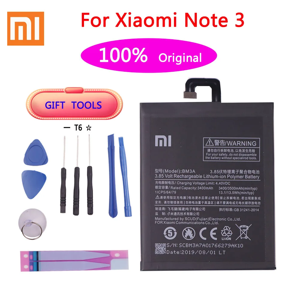 Xiaomi Original Phone Battery BM3A For Xiaomi Mi Note 3 Replacement Battery 3300mAh High Capacity Phone Batteries Free Tools
Xiaomi Original Phone Battery BM3A For Xiaomi Mi Note 3 Replacement Battery 3300mAh High Capacity Phone Batteries Free Tools