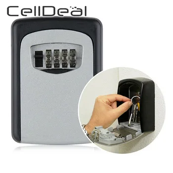 4 Digit Combination Aluminum Alloy Key Safe Box Key Lock Box Wall Mounted Weatherproof Key Storage Lock Box Indoor Outdoor