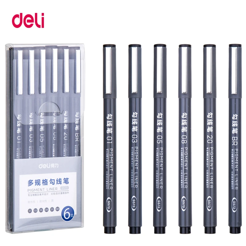 Deli 6pcs haak lijn pen set Fijne Hand Geschilderd Dunne Haak Lijn Pen Kunst Levert Tekening zwarte kunst student verf Pen Borst
Deli 6pcs haak lijn pen set Fijne Hand Geschilderd Dunne Haak Lijn Pen Kunst Levert Tekening zwarte kunst student verf Pen Borst