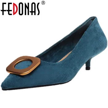 FEDONAS Kid Suede Pointed Toe Ladies Shoes Metal Decoration High Heels Pumps 2020 Spring Summer Wedding Night Club Shoes Woman
FEDONAS Kid Suede Pointed Toe Ladies Shoes Metal Decoration High Heels Pumps 2020 Spring Summer Wedding Night Club Shoes Woman