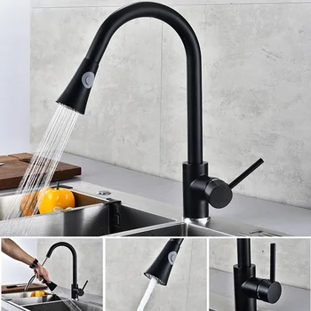 Copper Pull-out Kitchen Faucet Black Hot and Cold Sink Wash Basin Can Rotate 2 Modes Adjustable Faucet
Copper Pull-out Kitchen Faucet Black Hot and Cold Sink Wash Basin Can Rotate 2 Modes Adjustable Faucet