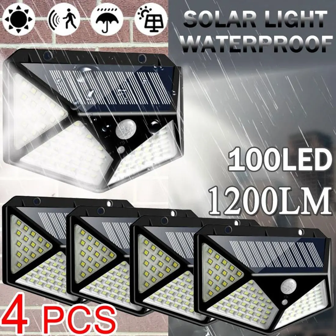 3 Modes PIR Motion Wall Lamp 100 LED Solar Powered Light Outdoor Sunlight Waterproof Street Light for Garden Security Lights
3 Modes PIR Motion Wall Lamp 100 LED Solar Powered Light Outdoor Sunlight Waterproof Street Light for Garden Security Lights