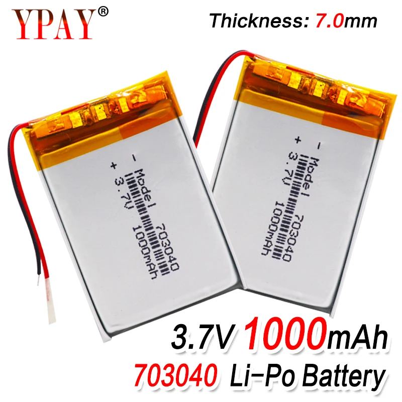 1/2/4 3 7 v 1000mAh Li-po Батарея 703040 Перезаряжаемые литиевые батареи для Светодиодный