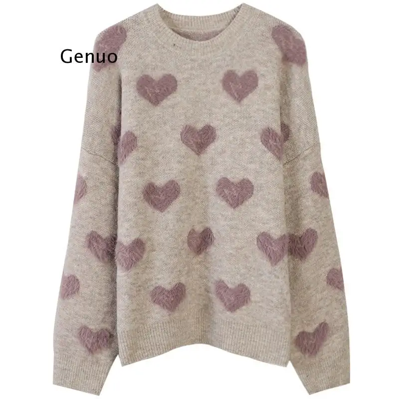 Пуловер женский вязаный с узором в виде сердца, Пушистый свитер с длинным рукавом, зима корейский кавайный милый
Пуловер женский вязаный с узором в виде сердца, Пушистый свитер с длинным рукавом, зима корейский кавайный милый