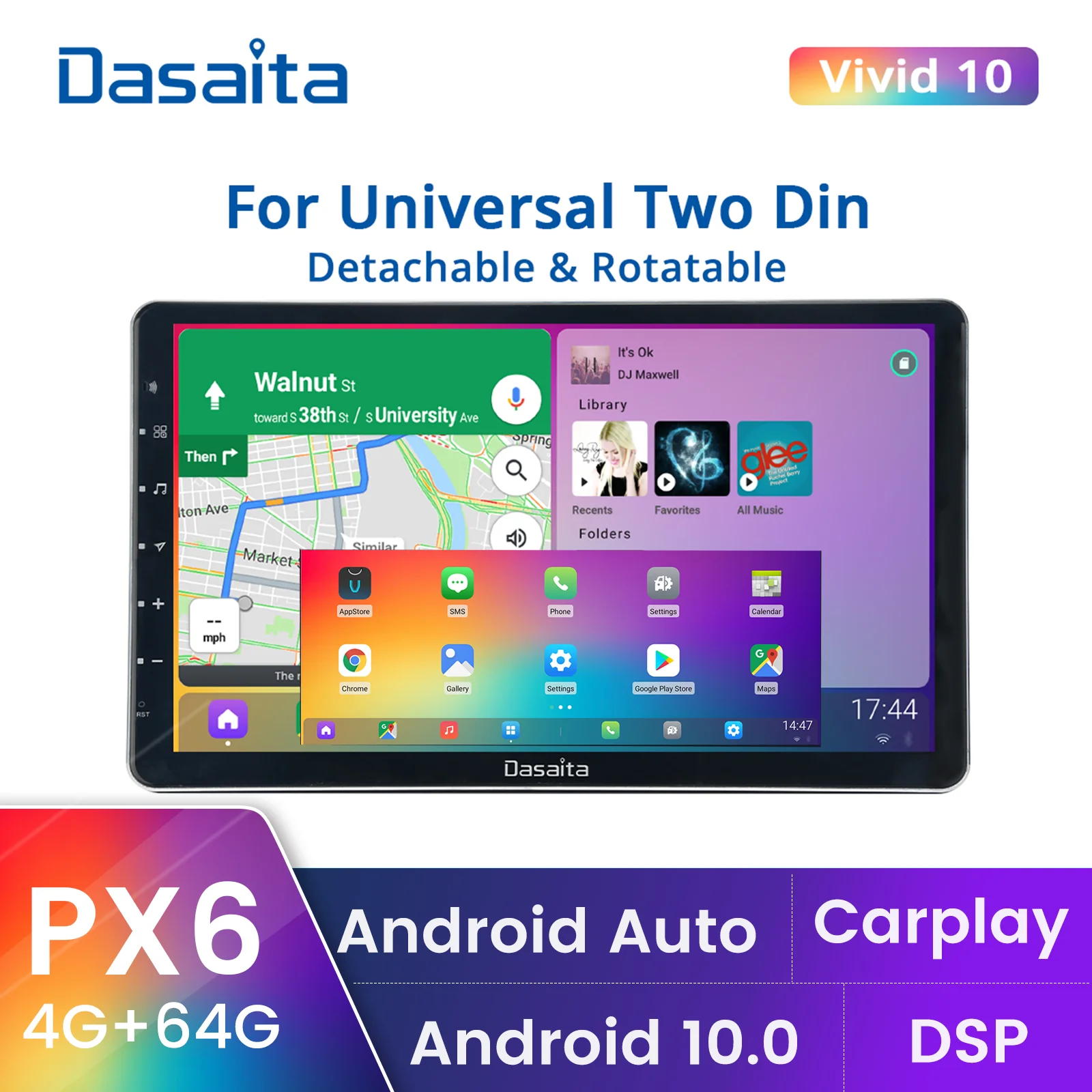 Автомобильный радиоприемник Dasaita 2 Din 11 6 дюйма Apple Carplay Android GPS навигация видео