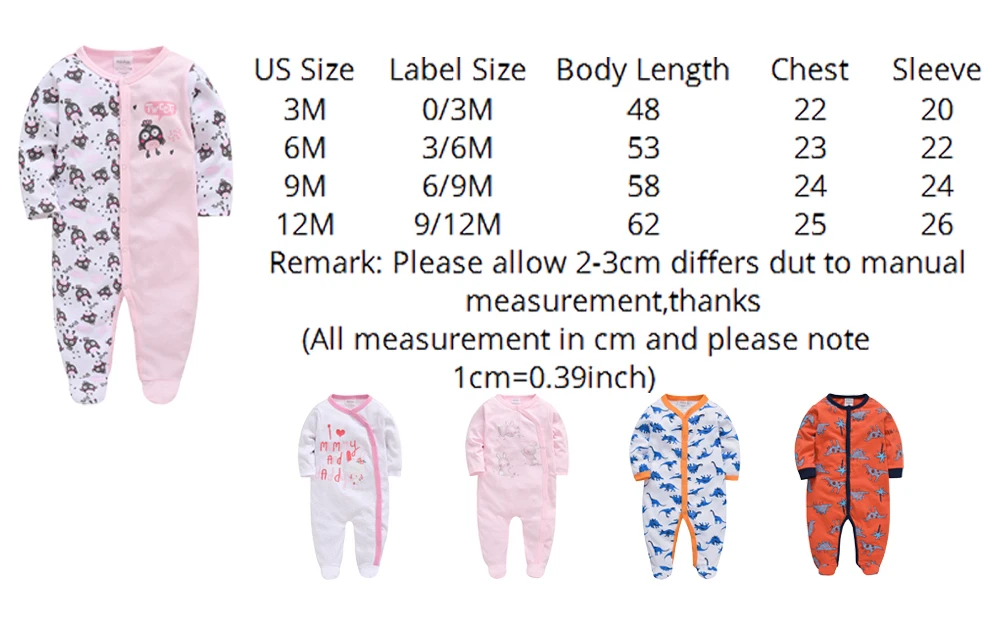 Description Picture 2 of item3pcs 5pcs Baby Pyjamas Girl Boy Pijamas bebe fille Cotton Breathable Soft ropa bebe Newborn Sleepers Baby Pjiamas