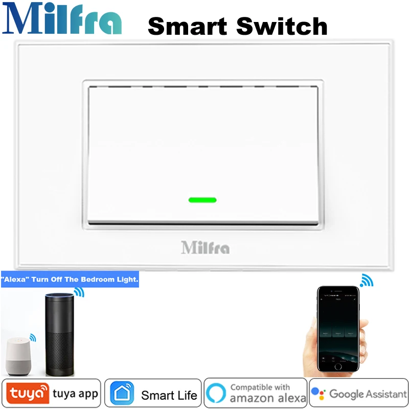 Milfra Wifi Switch Neutral Wire Required Smart Light Switch Push Button Voice Phone Control Wall Switch for Assistant Alexa Tuya
Milfra Wifi Switch Neutral Wire Required Smart Light Switch Push Button Voice Phone Control Wall Switch for Assistant Alexa Tuya
