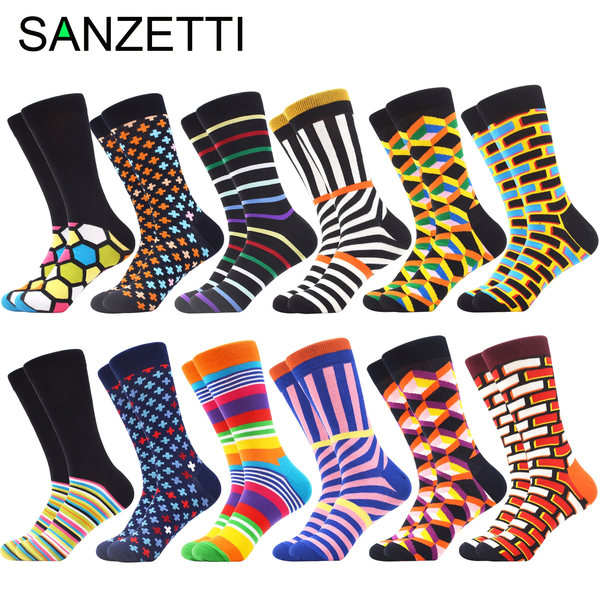 SANZETTI New Hot Sale 5-12 Pairs of Crew Socks Hip-hop Novelty Personalized Colorful Geometric Design Combed Cotton Socks Gift
SANZETTI New Hot Sale 5-12 Pairs of Crew Socks Hip-hop Novelty Personalized Colorful Geometric Design Combed Cotton Socks Gift