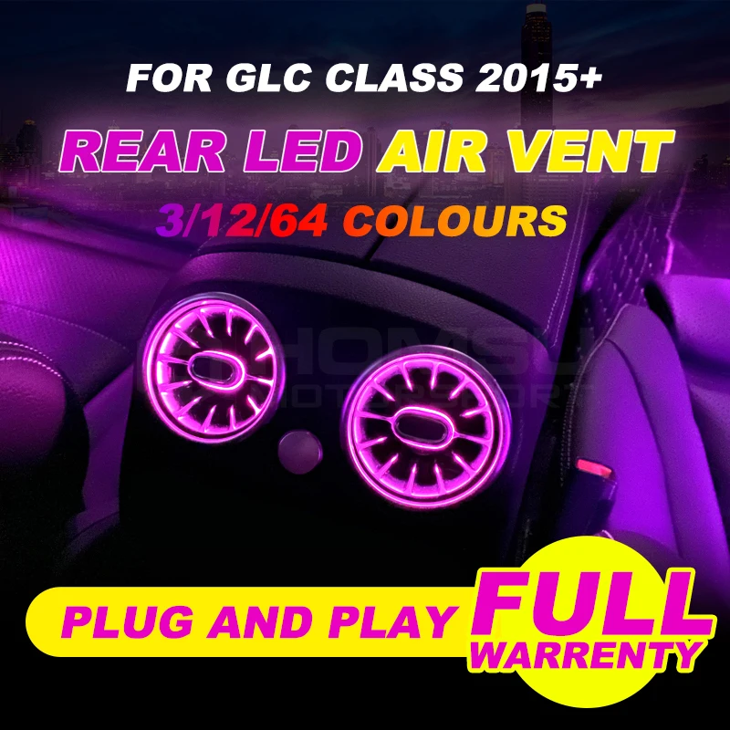 

Rear-seat LED turbine air vent For ben z GLC class X253 GLC200 GLC260 LED air vent synchronized with ambient light