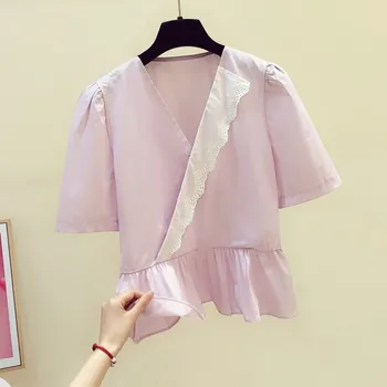 fashion lace women blouse 2020 summer new ruffles solid v-neck lady elegant pulls outwear tops
fashion lace women blouse 2020 summer new ruffles solid v-neck lady elegant pulls outwear tops