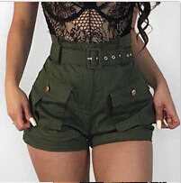 Summer Women High Waist Short Belt Solid Color Button with Pocket Short Pants
Summer Women High Waist Short Belt Solid Color Button with Pocket Short Pants
